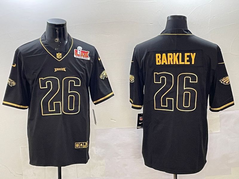 Men Philadelphia Eagles #26 Barkley Black gold Throwback 2025 Nike Vapor Limited NFL Jersey style 2